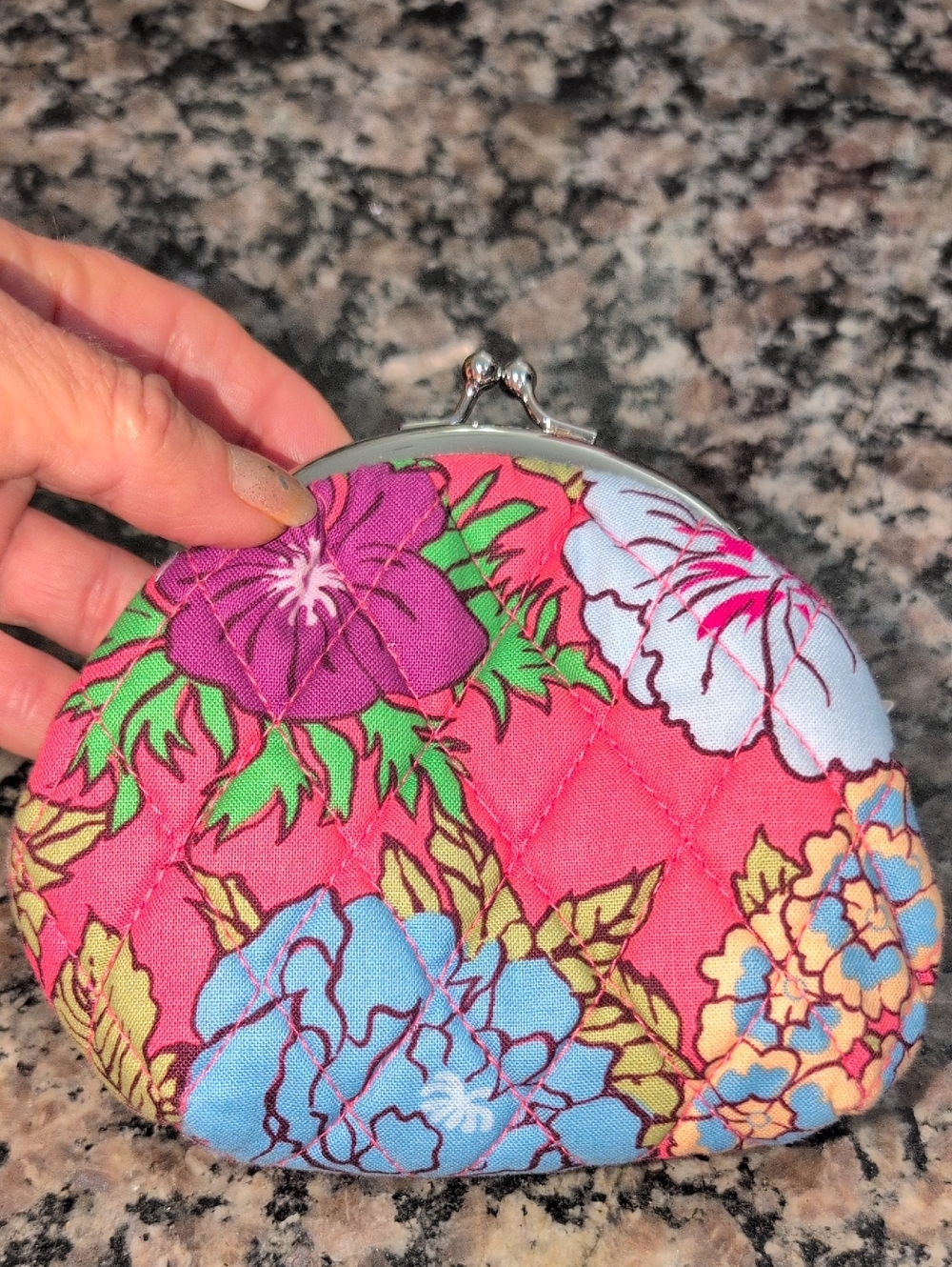 Vera Bradley Pink Multi Floral Quilted Coin Case